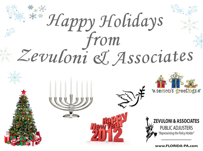 Happy Holidays from Zevuloni &amp; Associates, Public Adjusters